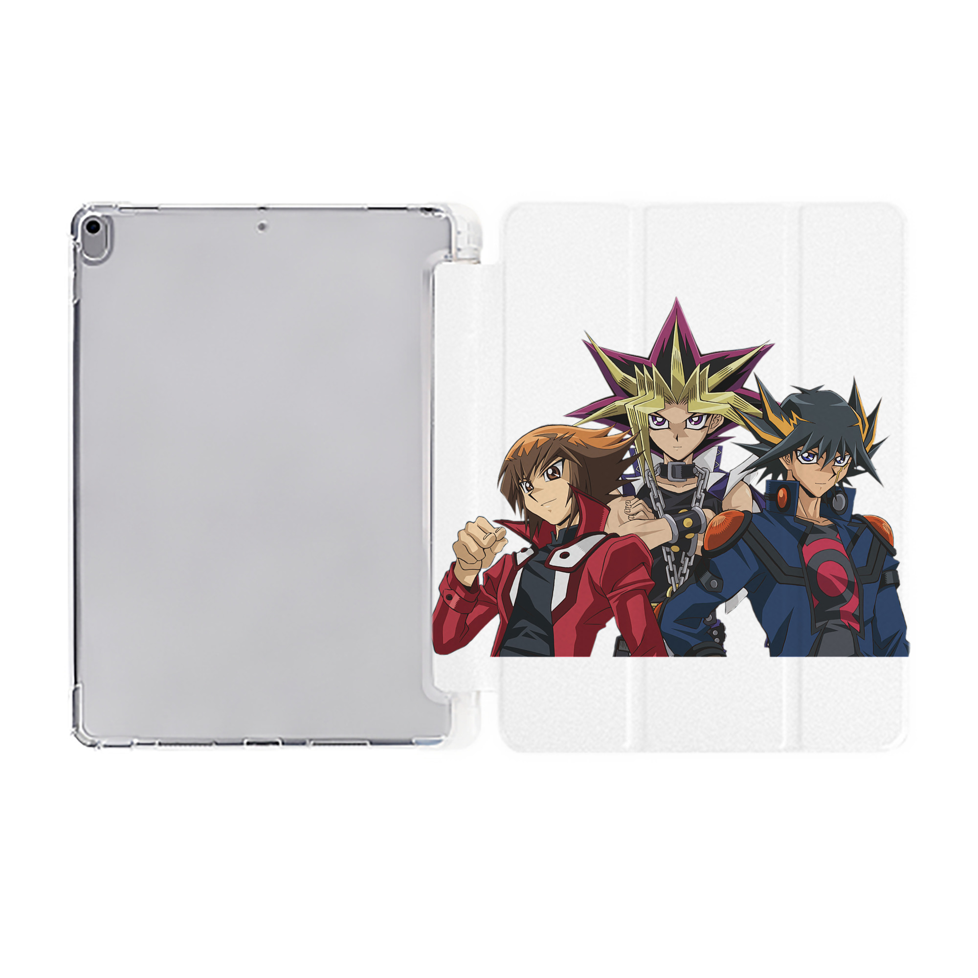 （画像用） 遊☆戯☆王 Yu-Gi-Oh! IPad ケース ペン収納付き 三つ折りスタンド PUレザー×シリコン 対応機種9.5/10.5/10.9インチ
